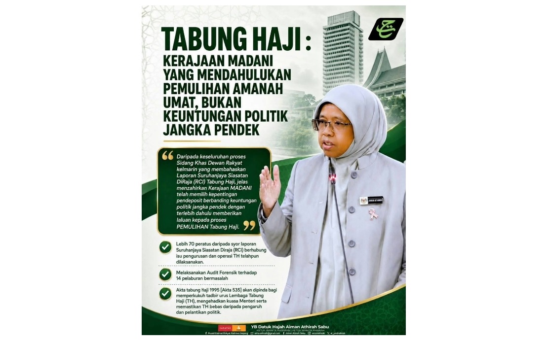 Government Prioritises Tabung Haji Depositors Over Political Gains, Says Aiman Athirah