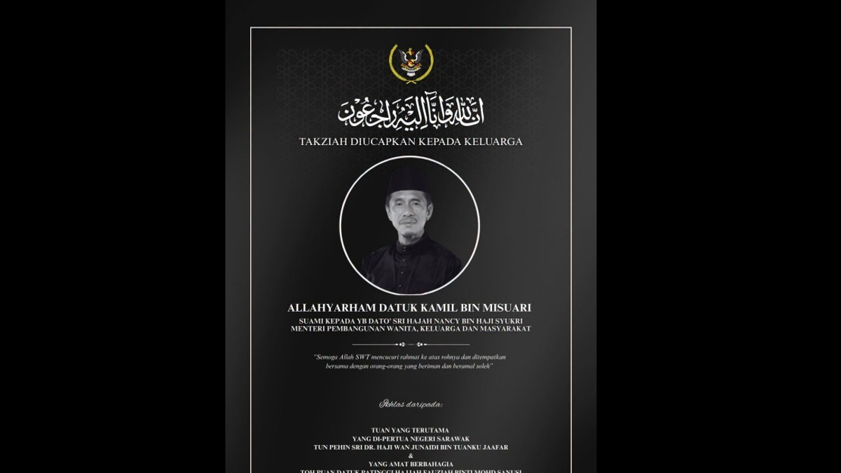 Sarawak Governor Offers Condolences to Nancy Shukri on Husband's Death