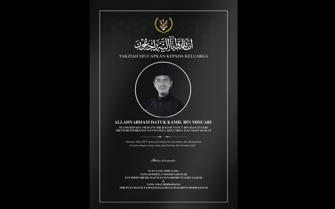 Sarawak Governor Offers Condolences to Nancy Shukri on Husband's Death