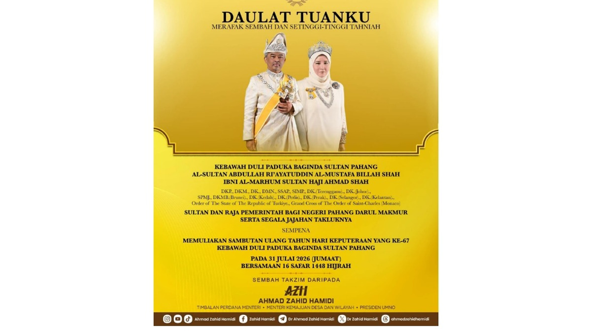 Ahmad Zahid, Fahmi Extend Birthday Wishes to Sultan of Pahang