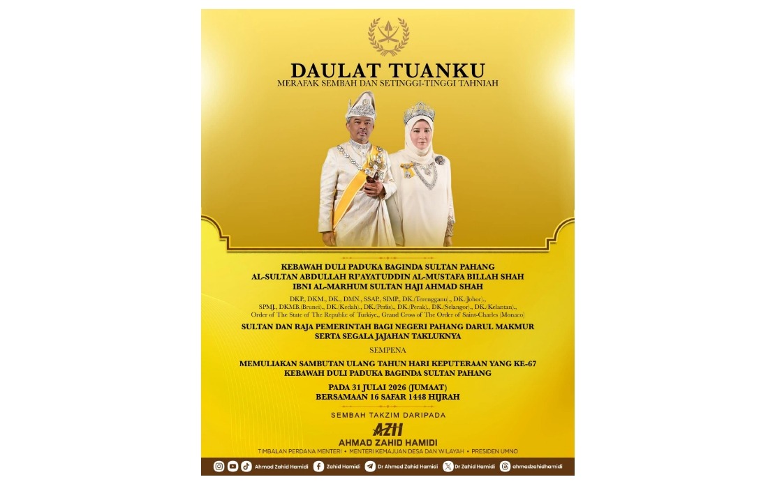Ahmad Zahid, Fahmi Extend Birthday Wishes to Sultan of Pahang
