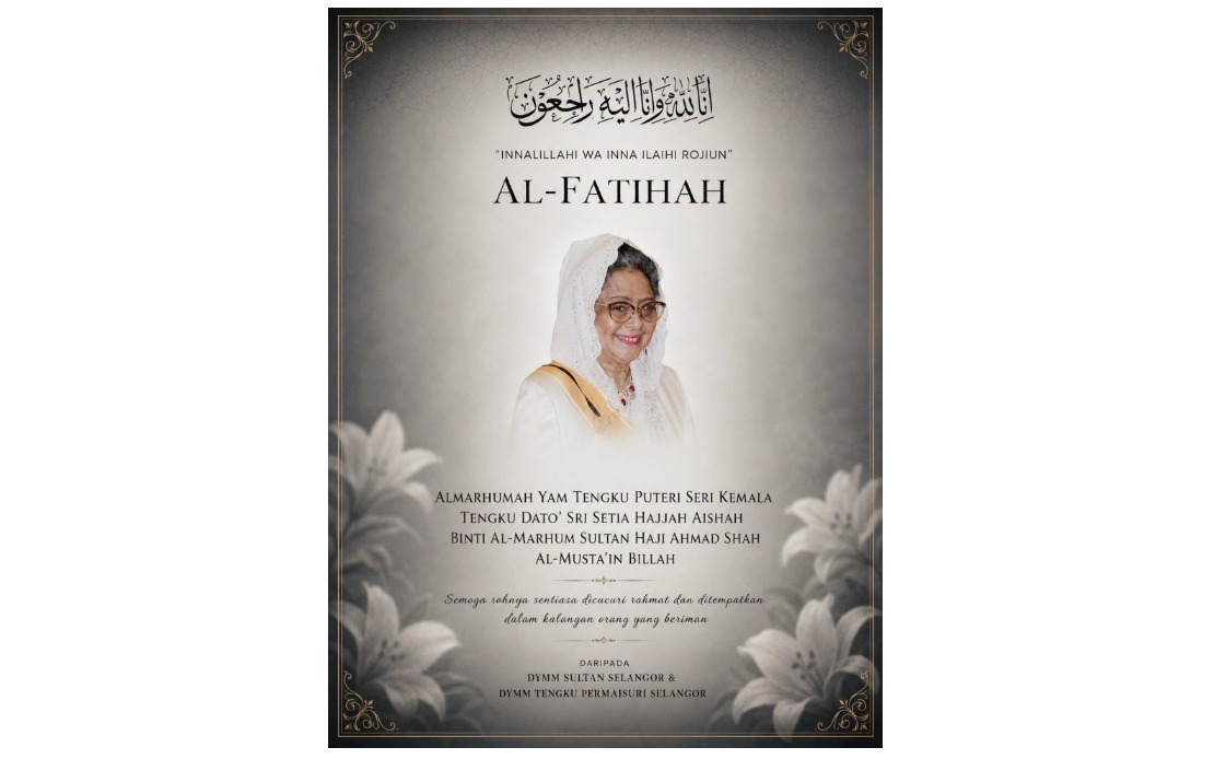 Selangor Royal Couple Extend Condolences Over Pahang Sultan's Sister's Death