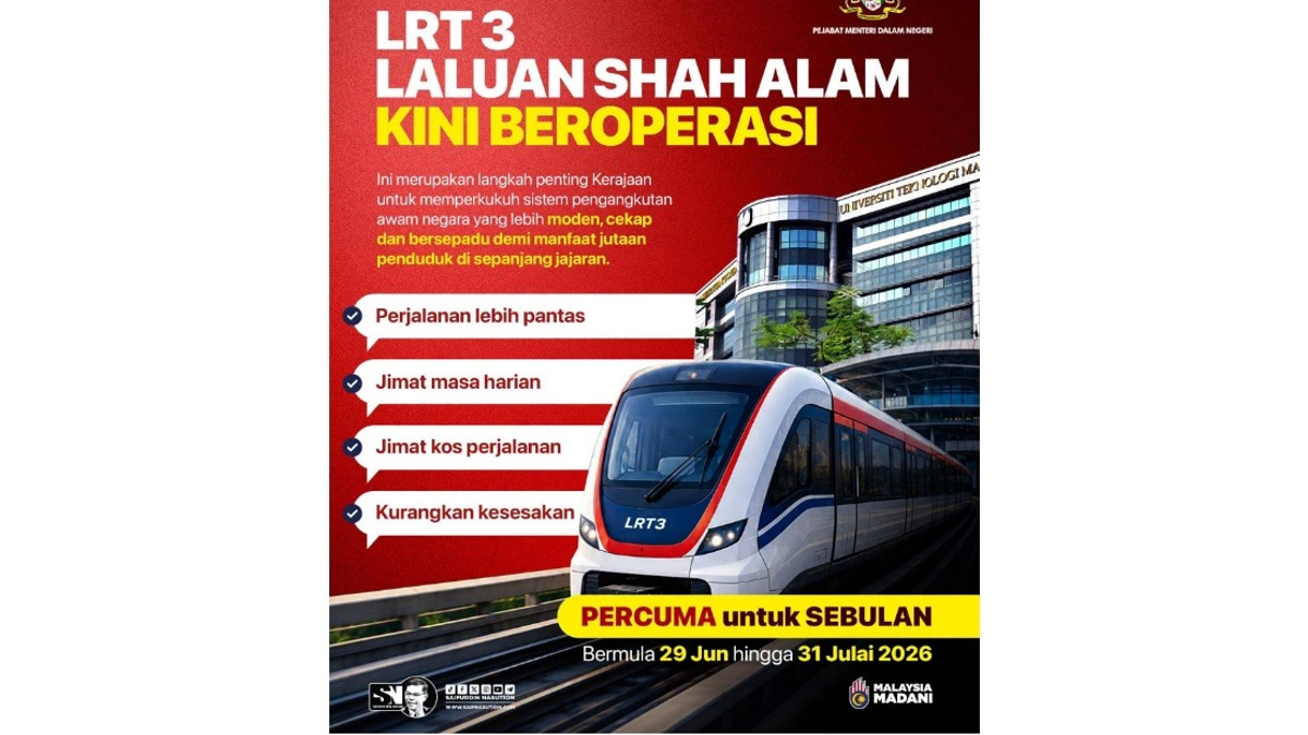Shah Alam LRT3 Demonstrates MADANI Government's Public Transport Vision