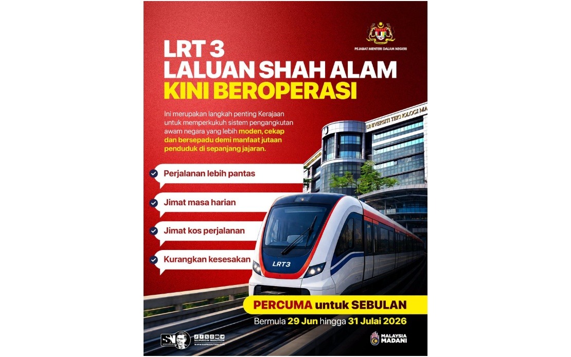Shah Alam LRT3 Demonstrates MADANI Government's Public Transport Vision